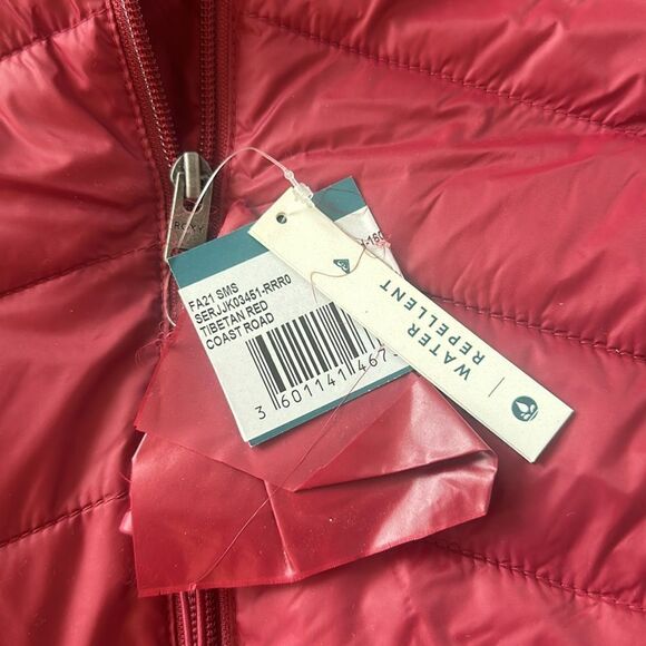 Roxy Women's Coast Road Zip-Up Packable Puffer Jacket Tibetan Red Size S New - Picture 5 of 8